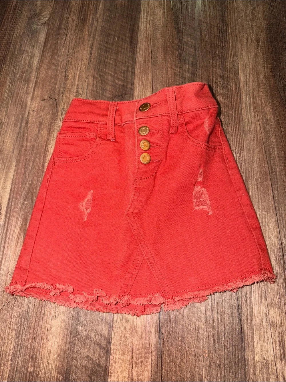 Old Navy Denim Orange Distressed Skirt size XS (5) Adjustable Waist